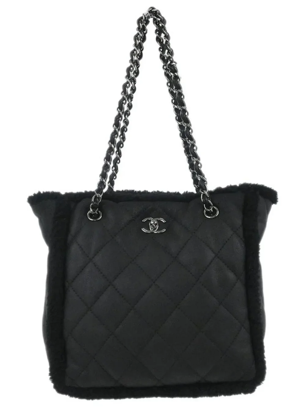 Chanel Black Mouton Chain Tote Bag 178246